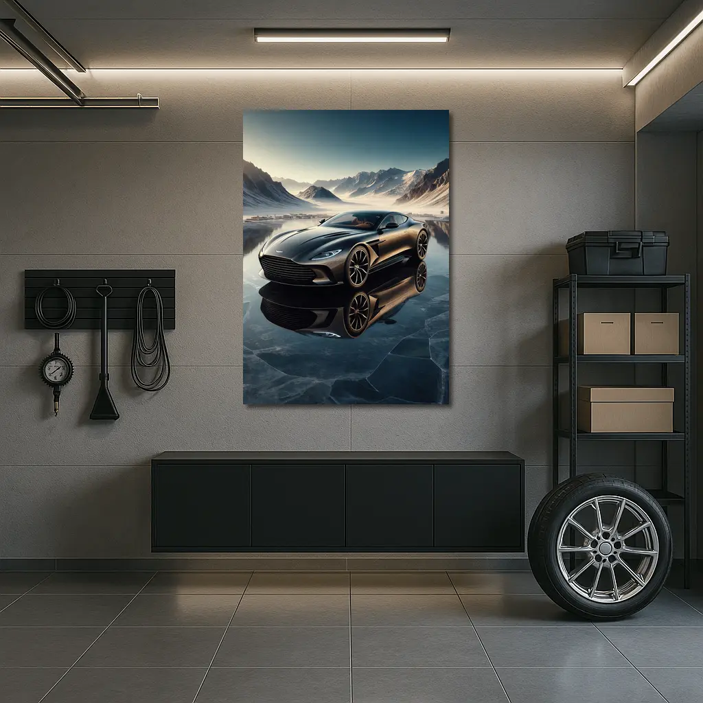Aston Martin DB11 Black Icy Mountain Backdrop – Wall Art