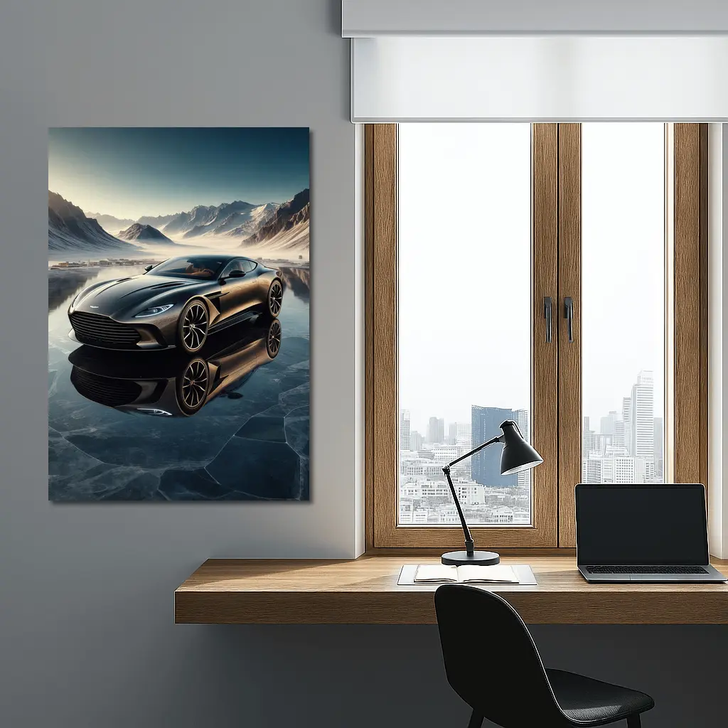 Aston Martin DB11 Black Icy Mountain Backdrop – Wall Art