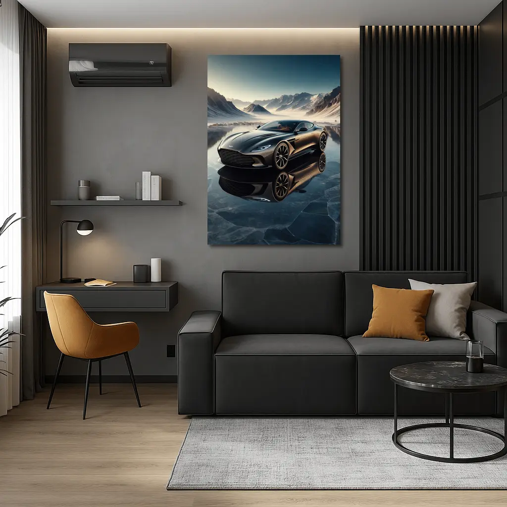 Aston Martin DB11 Black Icy Mountain Backdrop – Wall Art