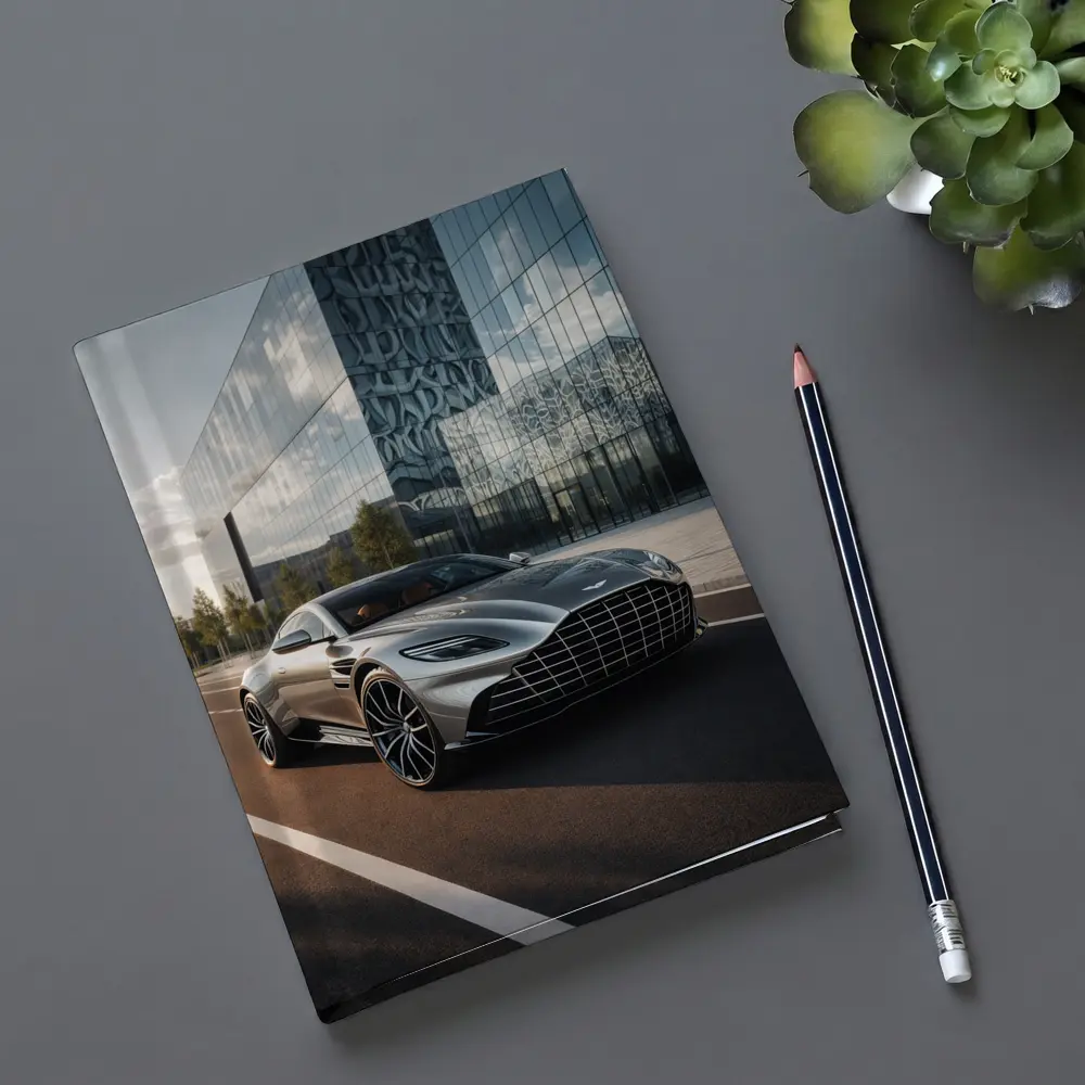 Aston Martin DB11 Silver Modern Architecture Background – Notebooks