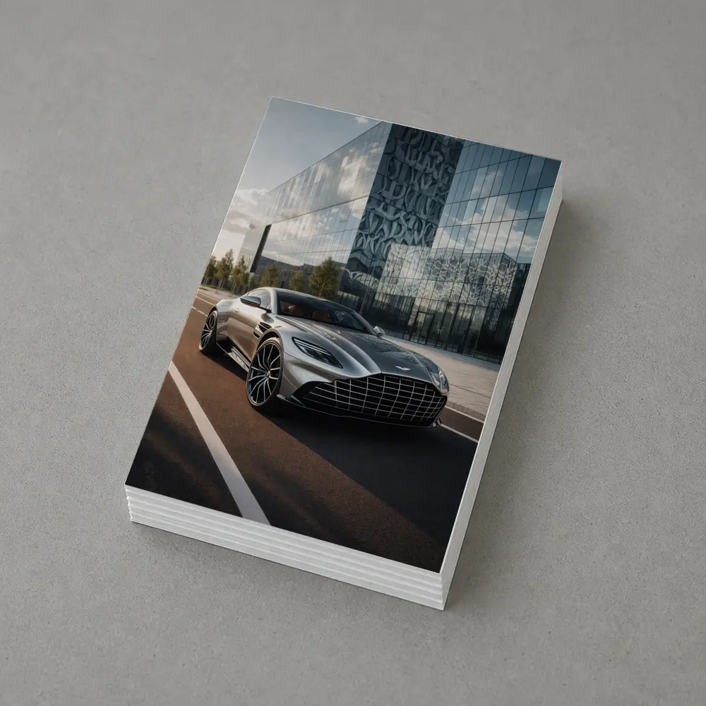 Aston Martin DB11 Silver Modern Architecture Background – Postcards
