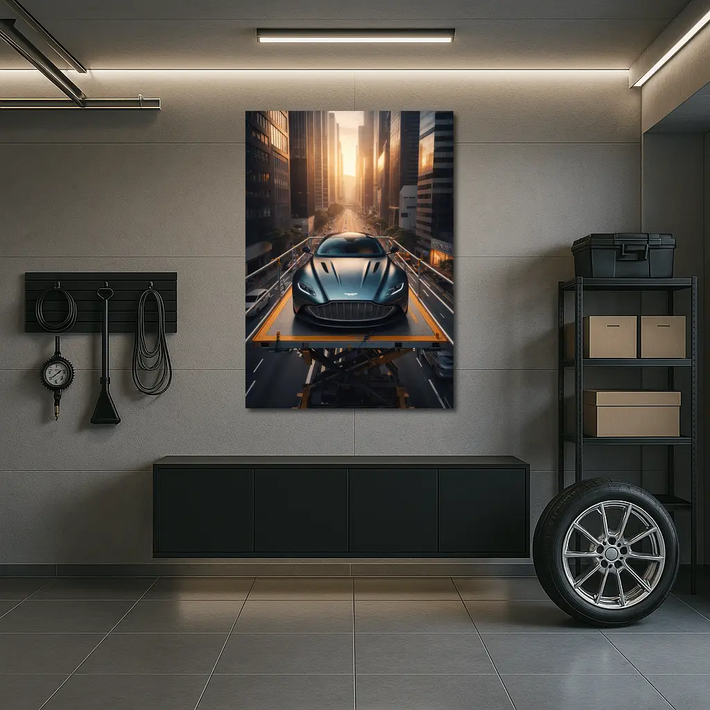 Aston Martin DB11 City Sunset Street Scene – Wall Art