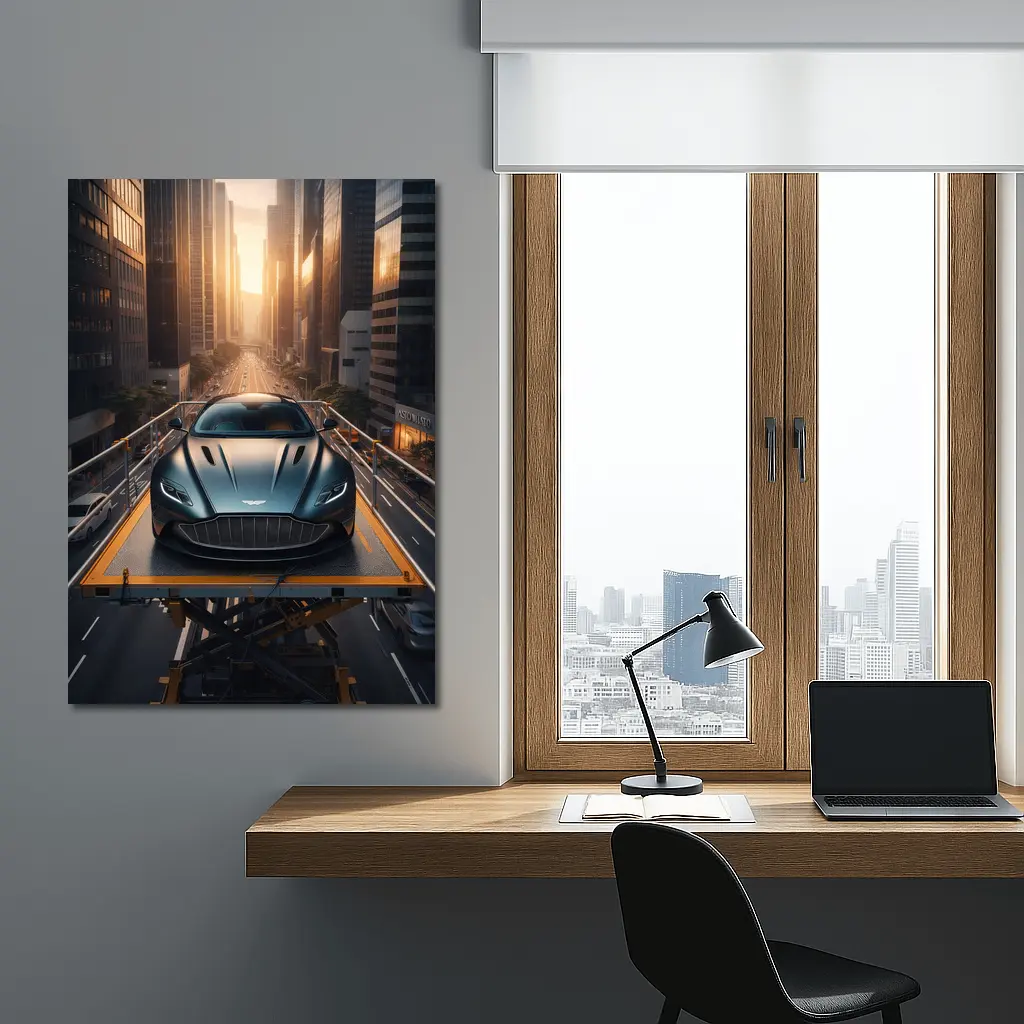 Aston Martin DB11 City Sunset Street Scene – Wall Art