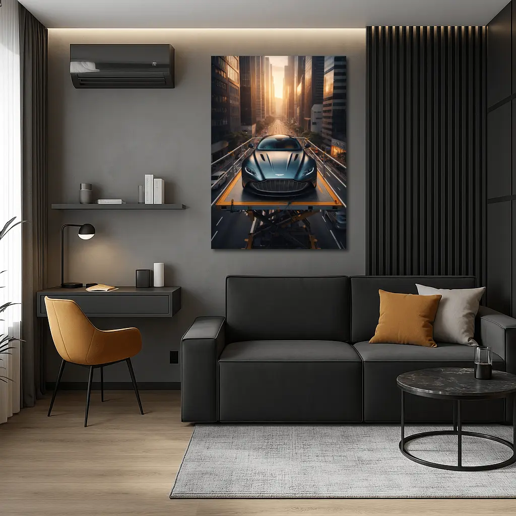 Aston Martin DB11 City Sunset Street Scene – Wall Art
