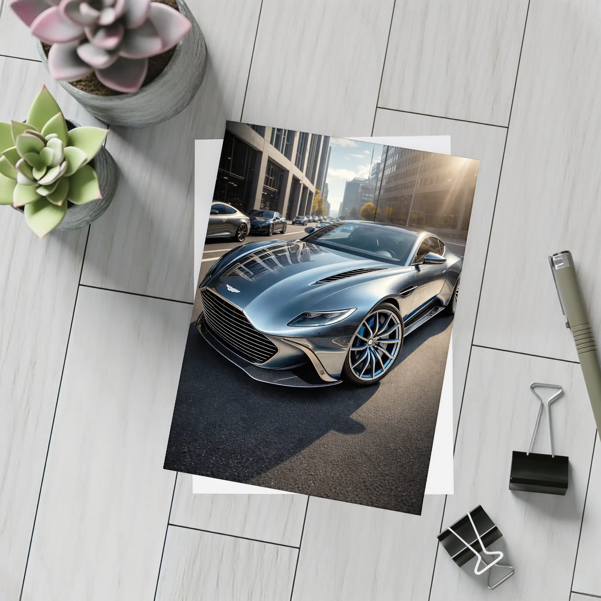 Aston Martin DBS City Street Silver – Postcards