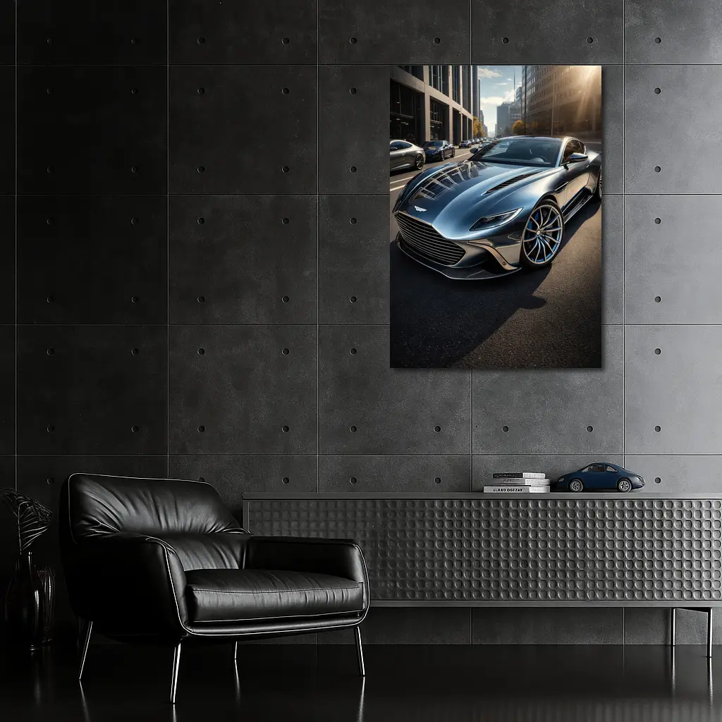 Aston Martin DBS City Street Silver – Wall Art