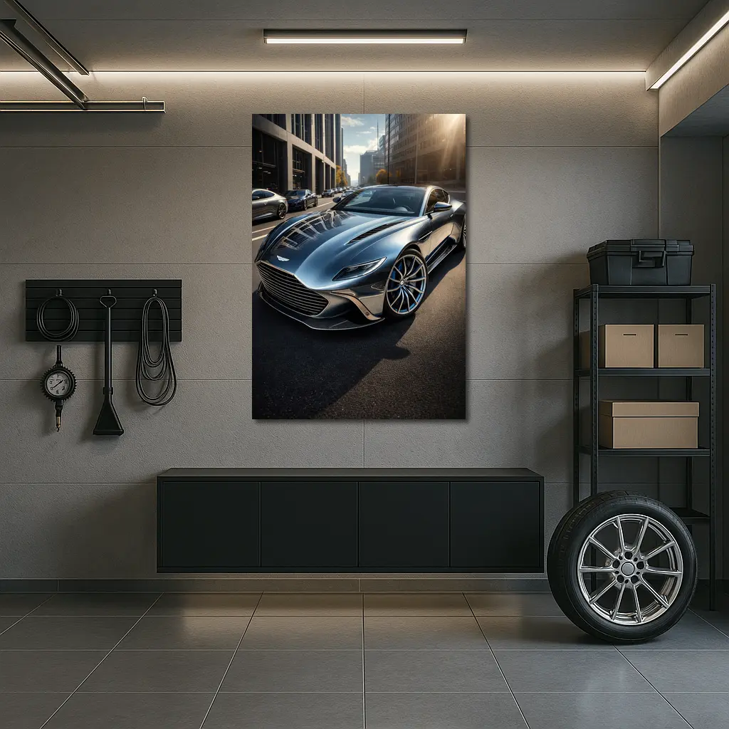 Aston Martin DBS City Street Silver – Wall Art
