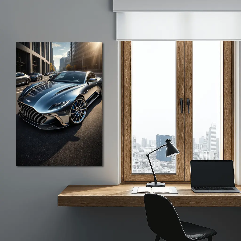Aston Martin DBS City Street Silver – Wall Art
