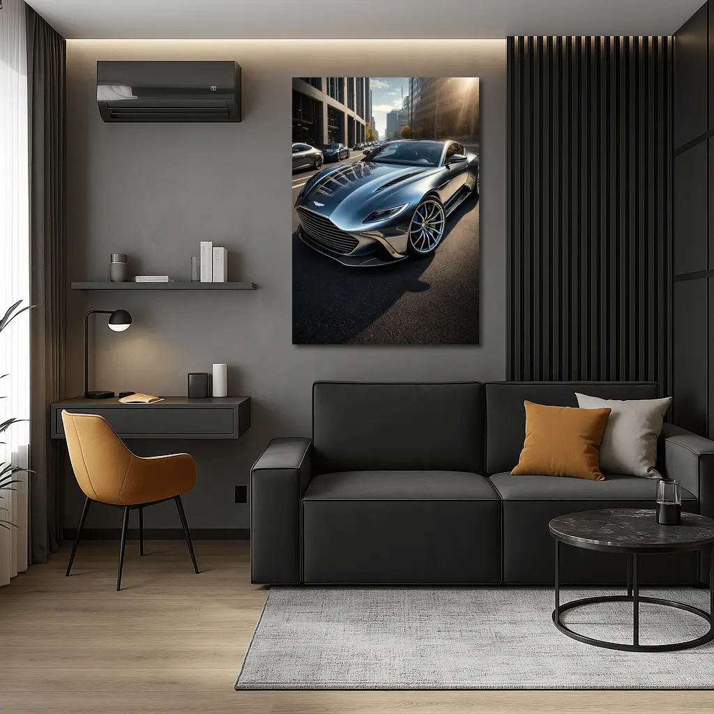 Aston Martin DBS City Street Silver – Wall Art