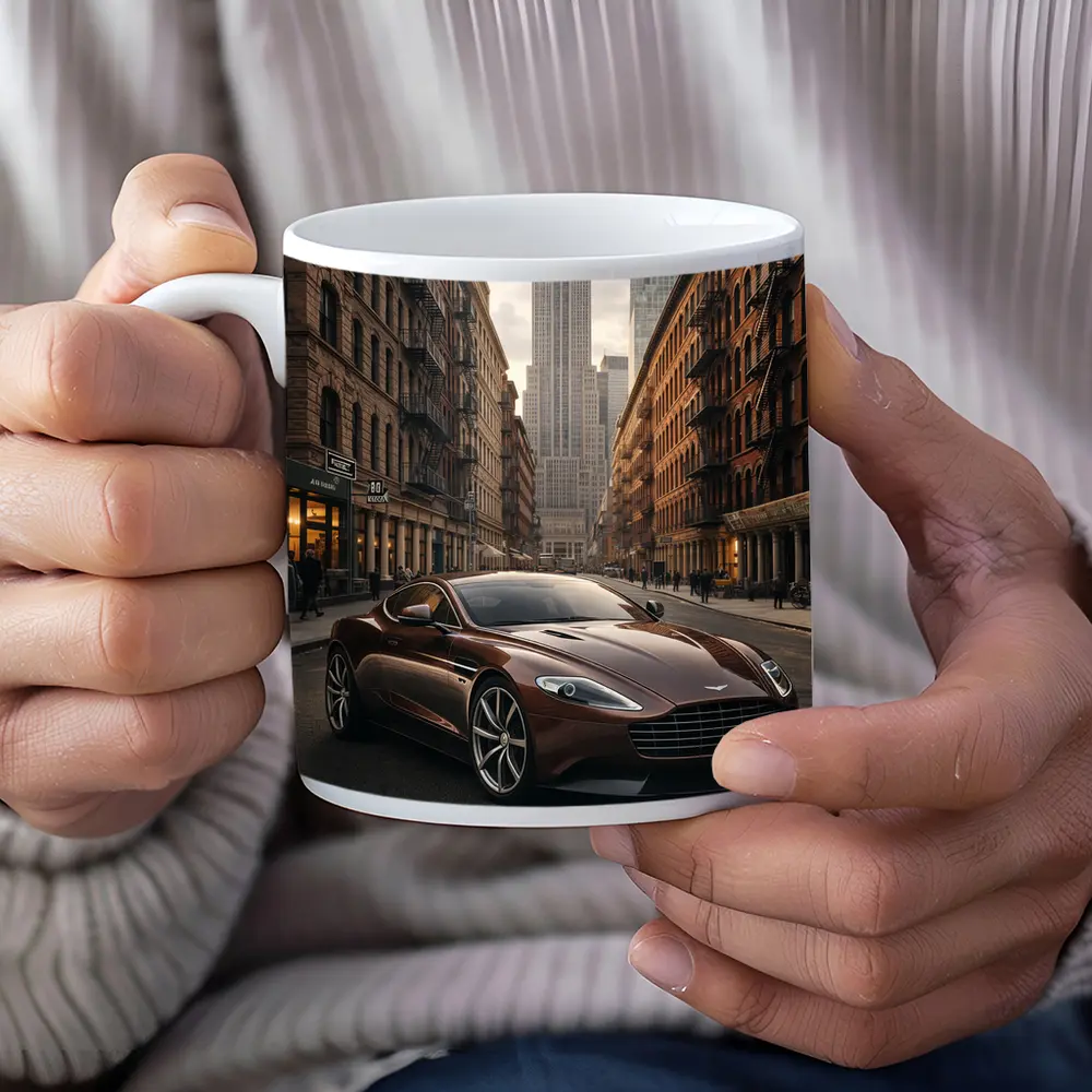 Aston Martin Vanquish Brown New York Street – Mugs