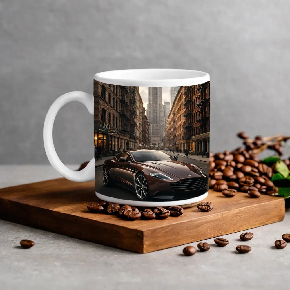 Aston Martin Vanquish Brown New York Street – Mugs