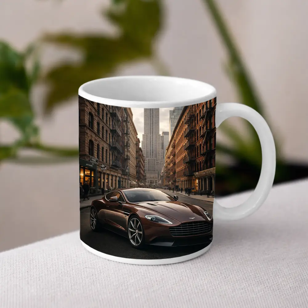 Aston Martin Vanquish Brown New York Street – Mugs