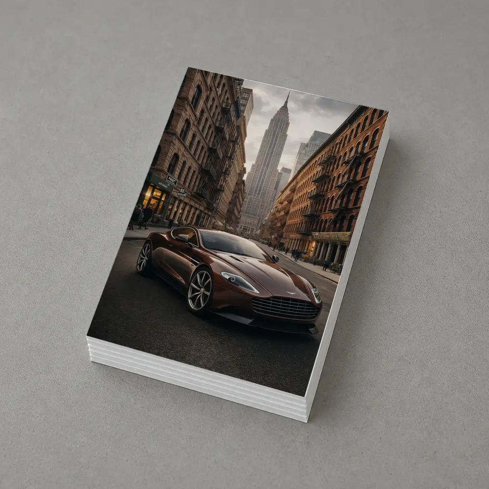 Aston Martin Vanquish Brown New York Street – Postcards