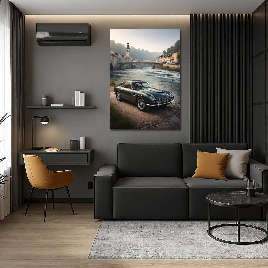 Aston Martin DB5 Classic European River Town – Wall Art