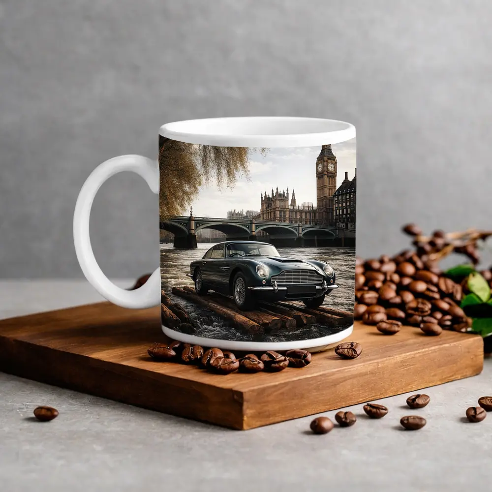Aston Martin DB5 London Big Ben River – Mugs