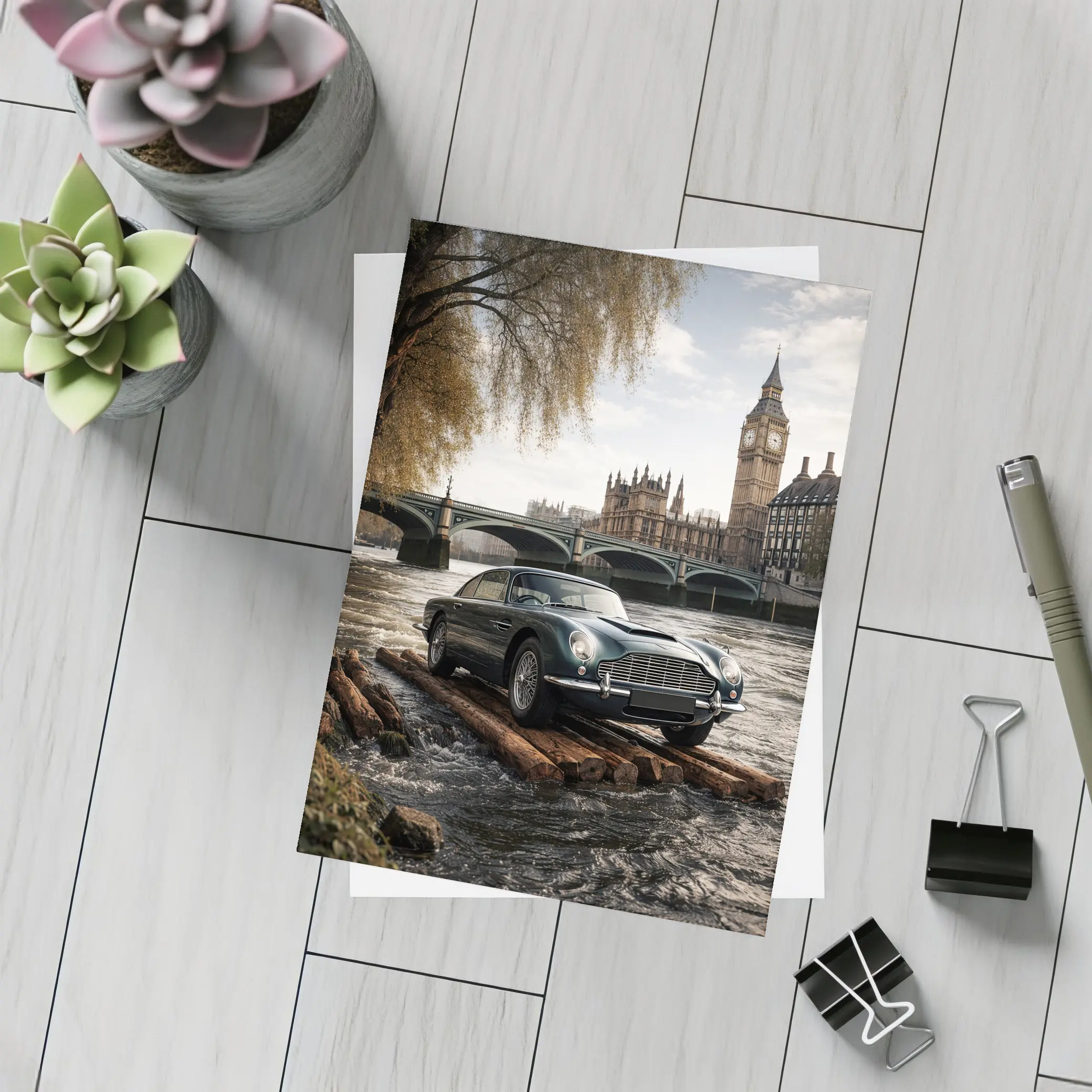 Aston Martin DB5 London Big Ben River – Postcards