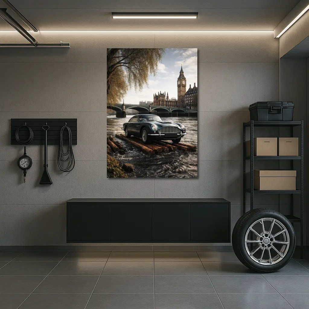 Aston Martin DB5 London Big Ben River – Wall Art
