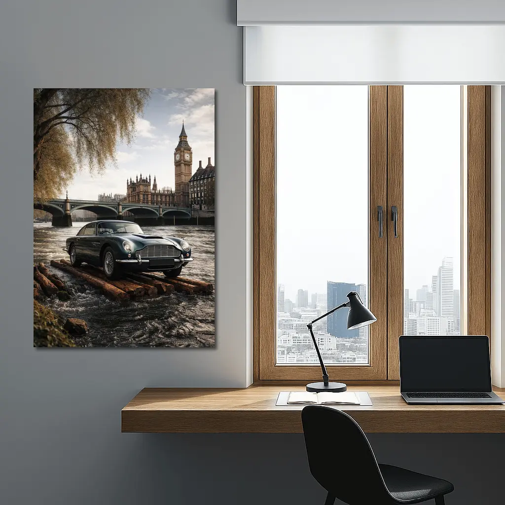Aston Martin DB5 London Big Ben River – Wall Art