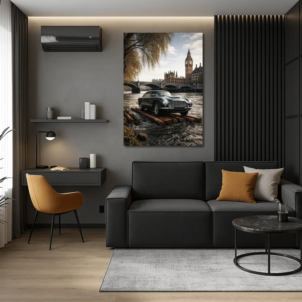 Aston Martin DB5 London Big Ben River – Wall Art