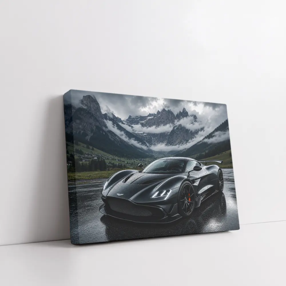 Aston Martin Valkyrie Wet Mountain Backdrop – Wall Art