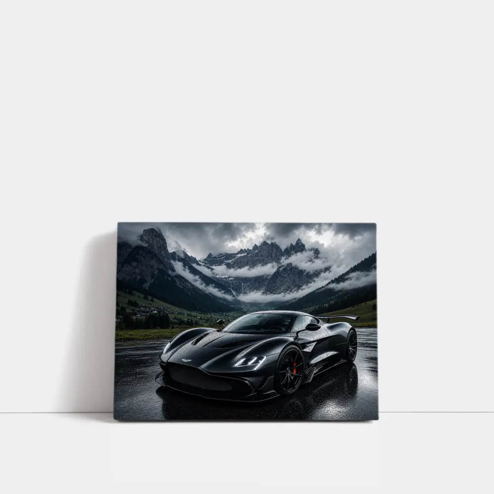 Aston Martin Valkyrie Wet Mountain Backdrop – Wall Art