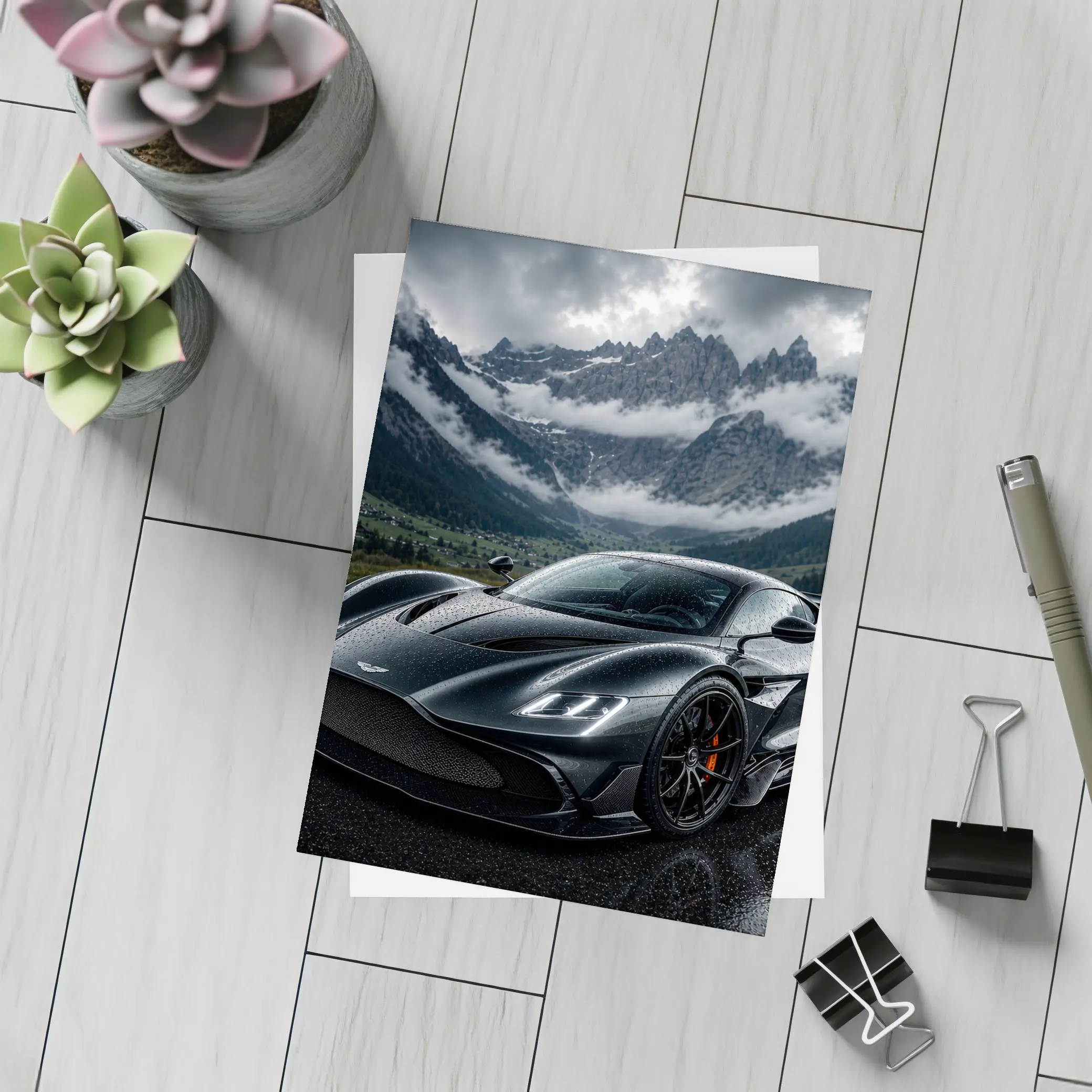 Aston Martin Valkyrie Wet Mountain Backdrop – Postcards