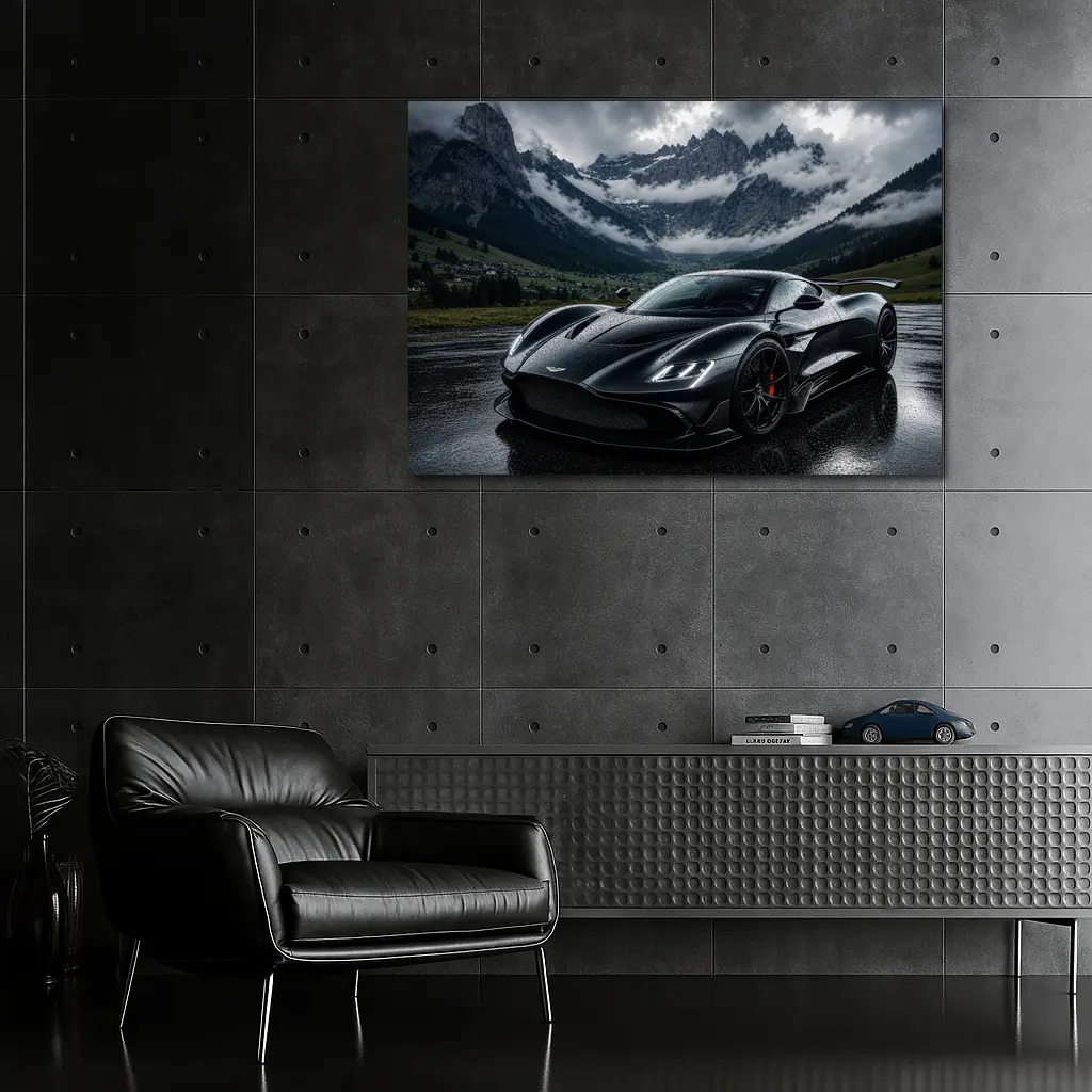 Aston Martin Valkyrie Wet Mountain Backdrop – Wall Art
