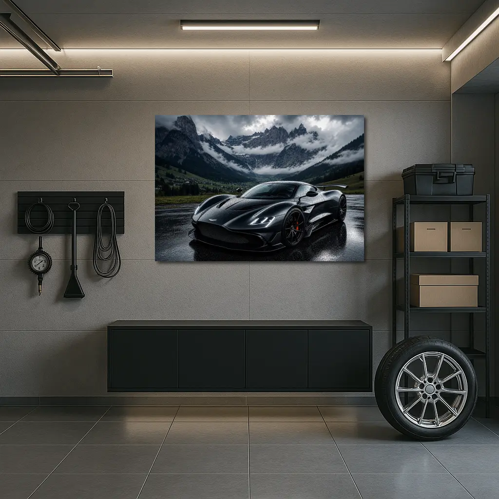 Aston Martin Valkyrie Wet Mountain Backdrop – Wall Art