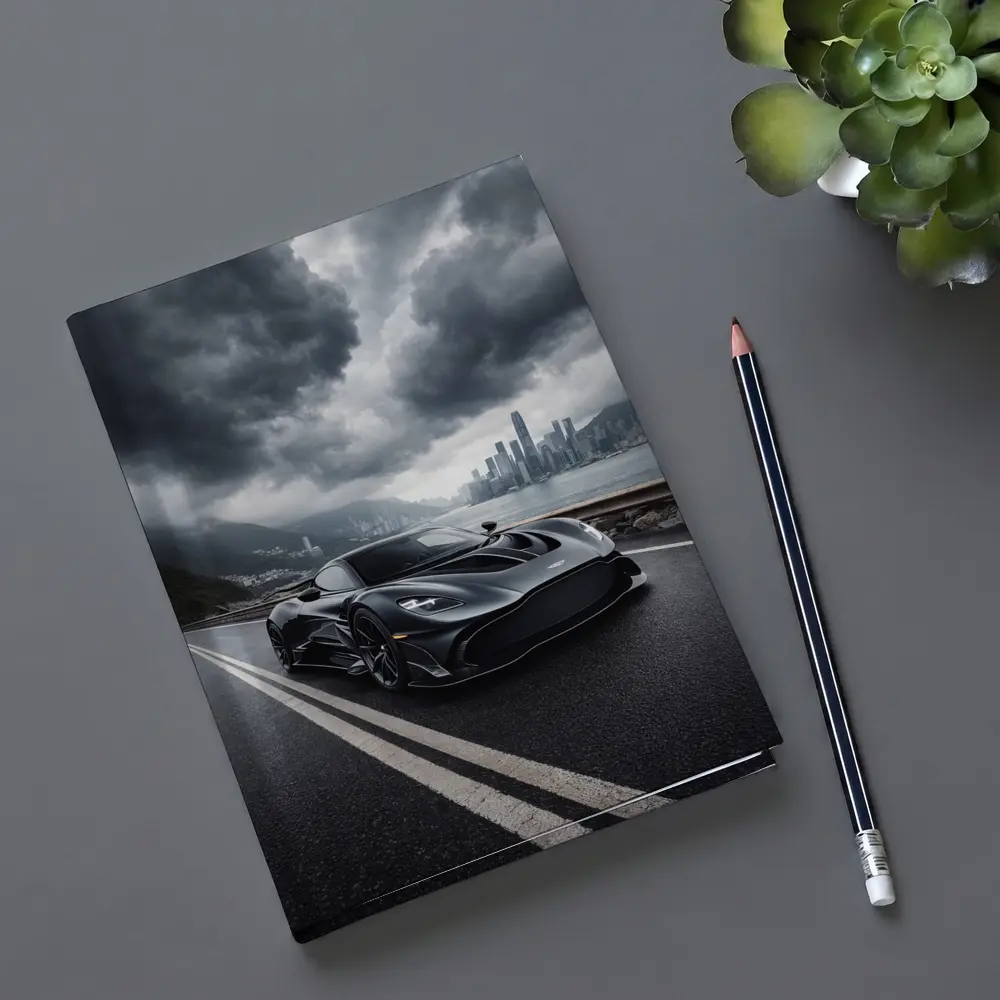 Aston Martin Valkyrie Dark Stormy City Road – Notebooks