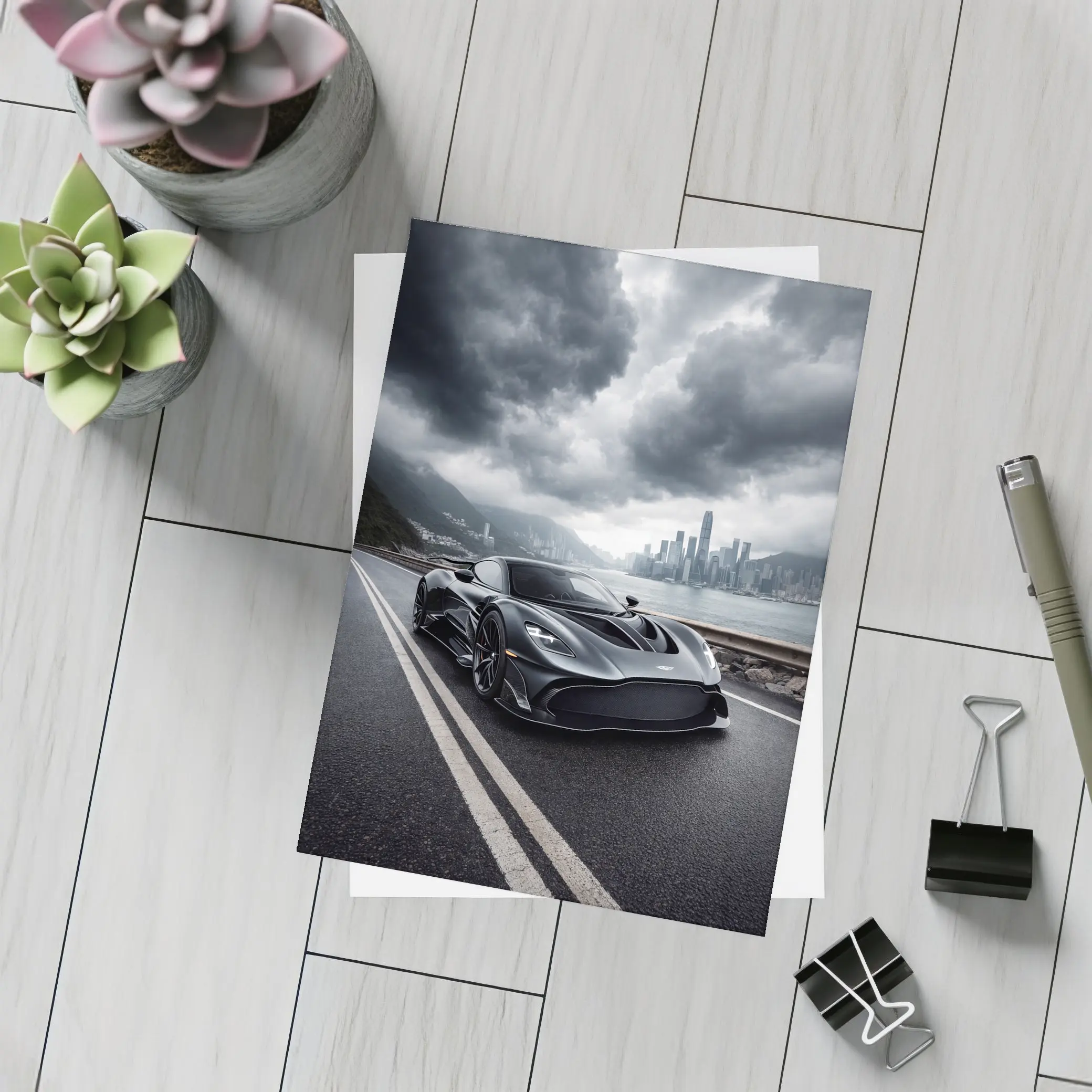 Aston Martin Valkyrie Dark Stormy City Road – Postcards