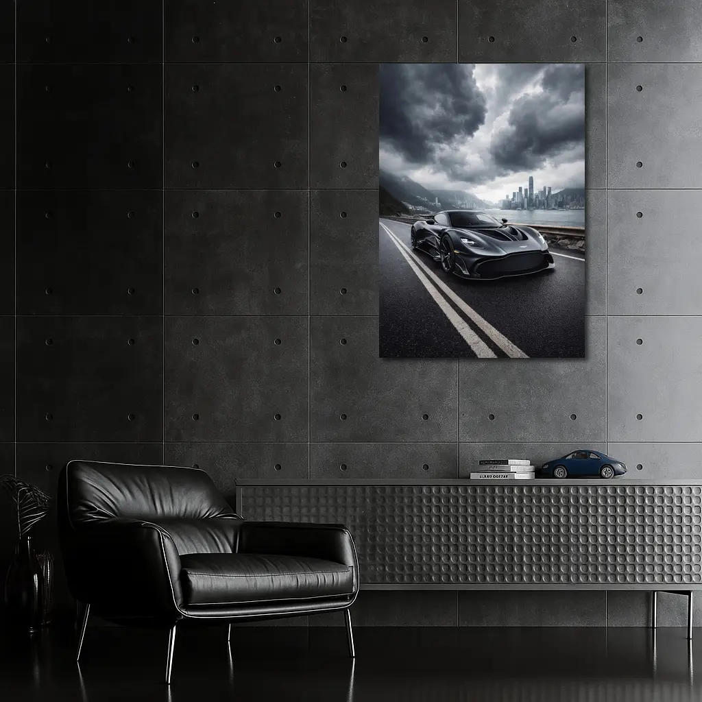 Aston Martin Valkyrie Dark Stormy City Road – Wall Art