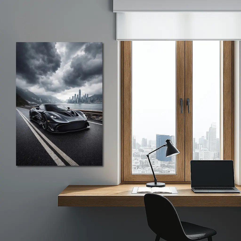 Aston Martin Valkyrie Dark Stormy City Road – Wall Art