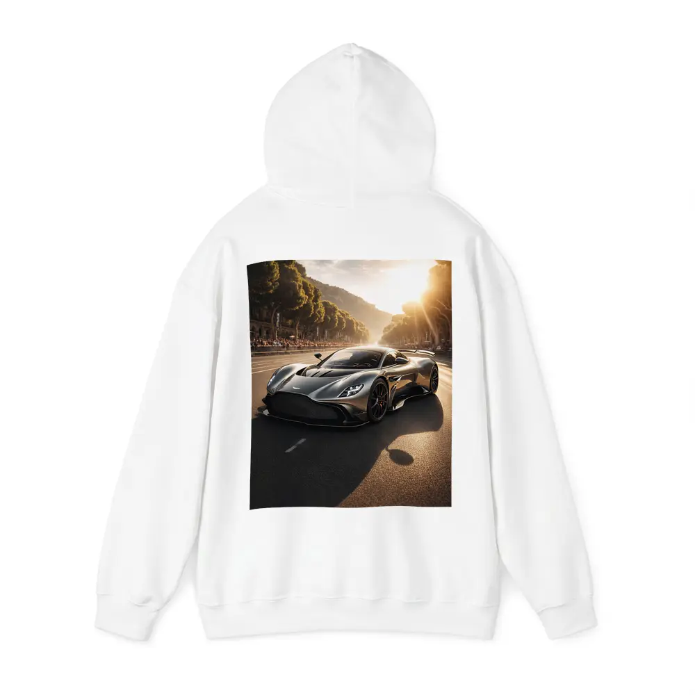 Aston Martin Valkyrie On Sunlit Road – Hoodies