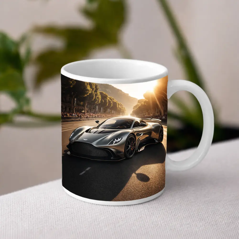 Aston Martin Valkyrie On Sunlit Road – Mugs