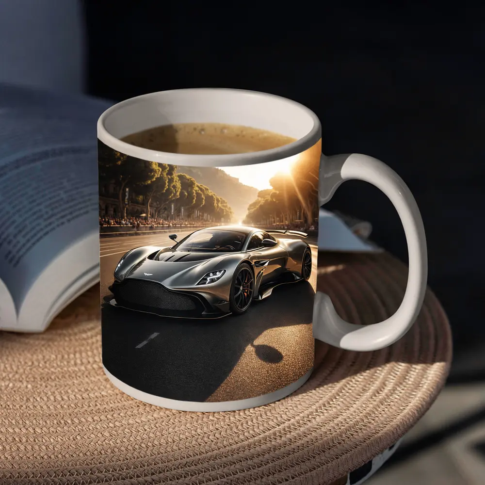 Aston Martin Valkyrie On Sunlit Road – Mugs