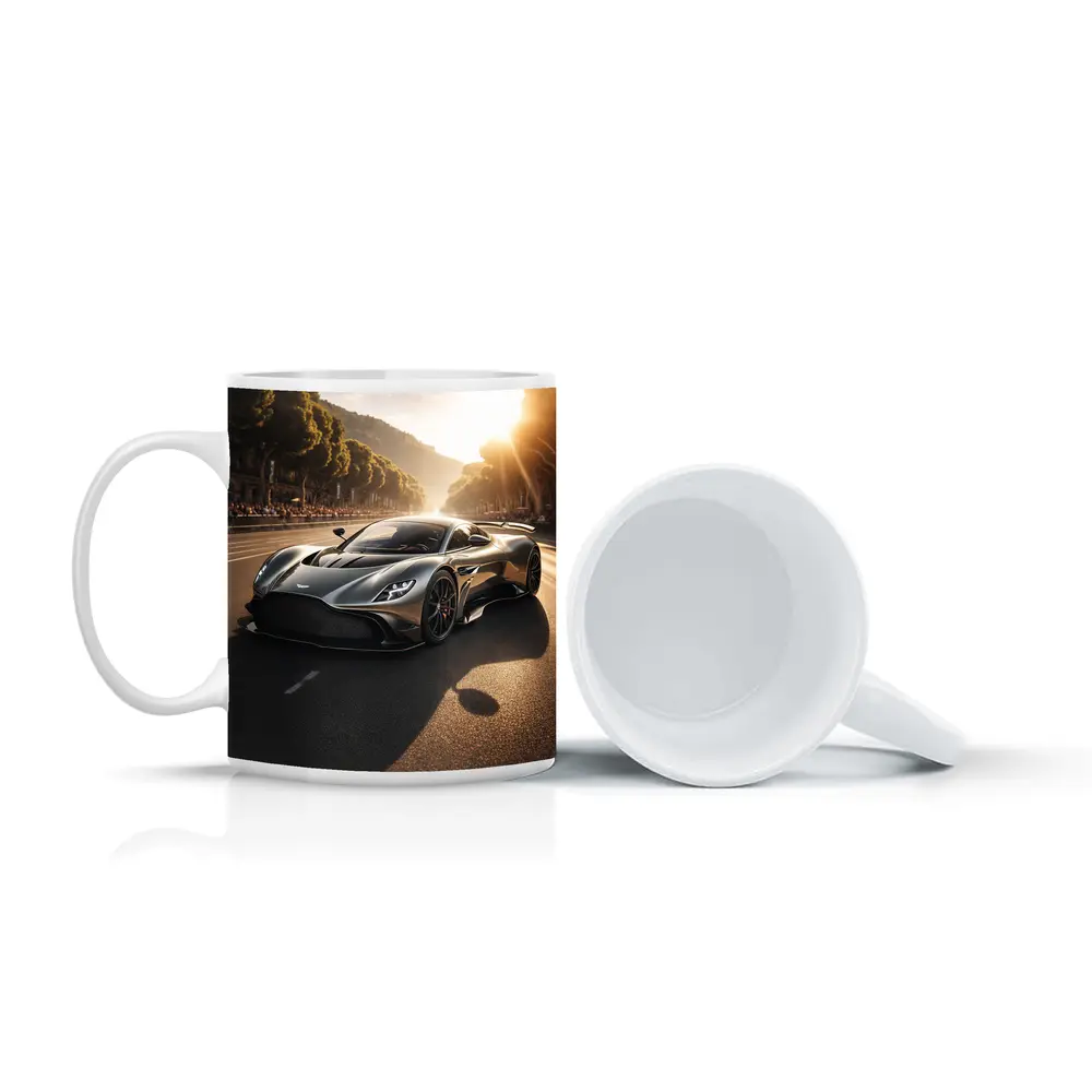 Aston Martin Valkyrie On Sunlit Road – Mugs