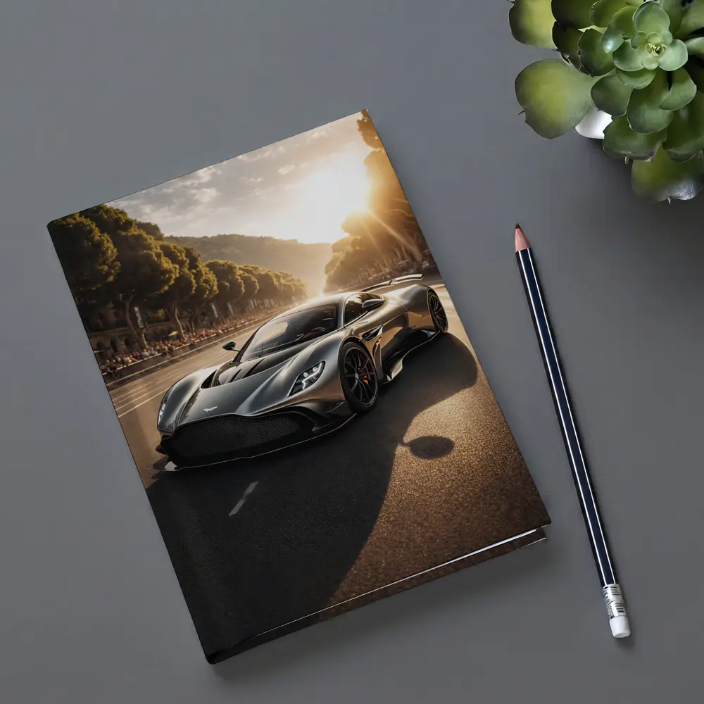 Aston Martin Valkyrie On Sunlit Road – Notebooks