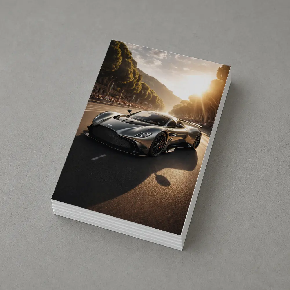 Aston Martin Valkyrie On Sunlit Road – Postcards