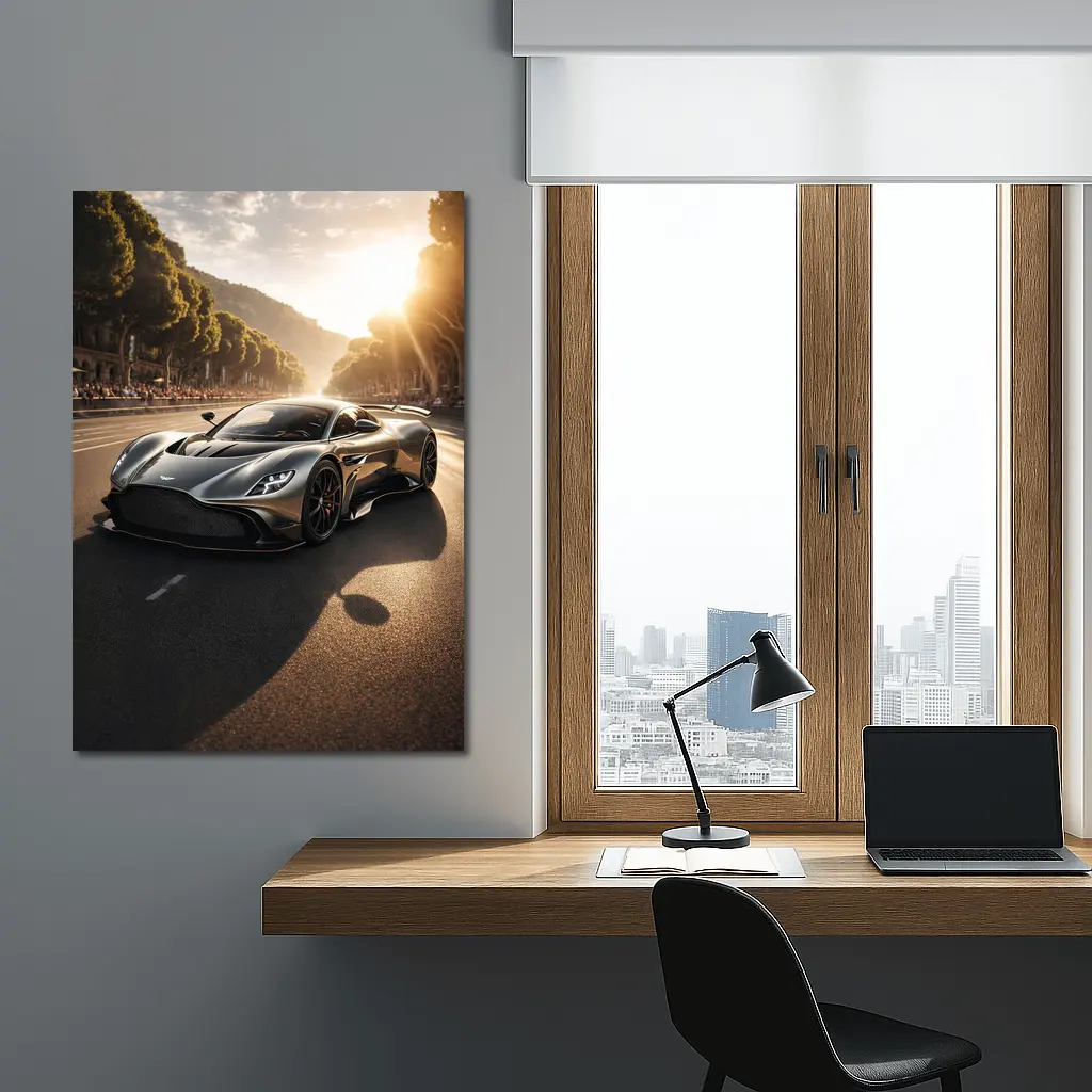 Aston Martin Valkyrie On Sunlit Road – Wall Art