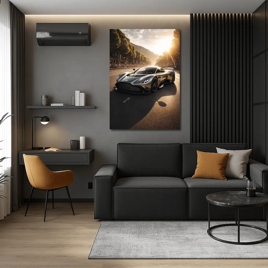 Aston Martin Valkyrie On Sunlit Road – Wall Art
