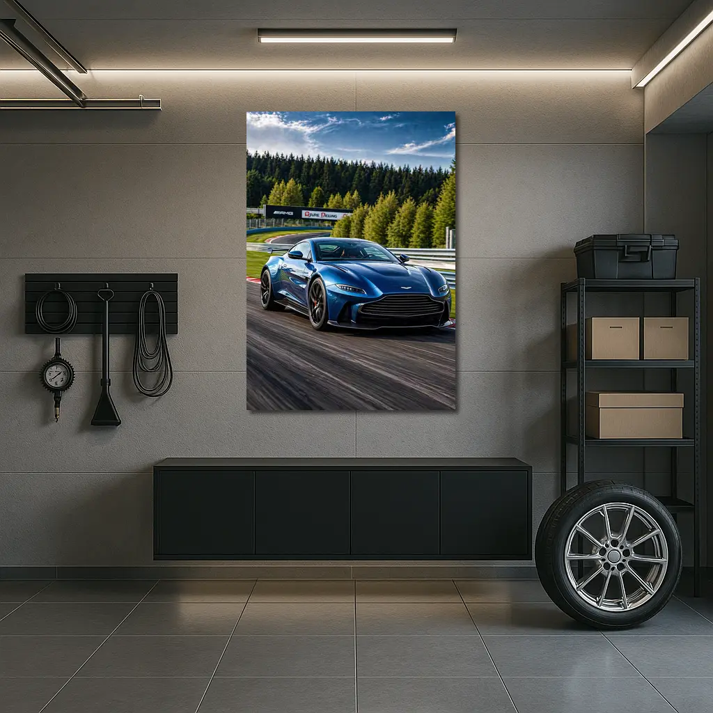 Aston Martin Vantage Blue Racing Track – Wall Art