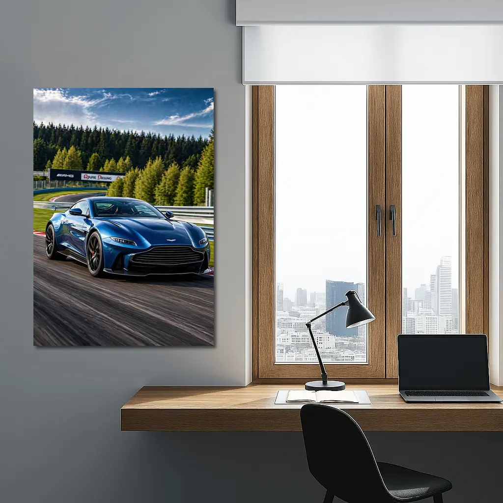 Aston Martin Vantage Blue Racing Track – Wall Art