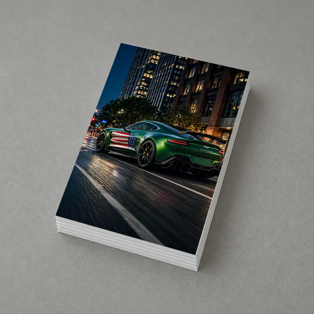 Aston Martin Vantage Green US Flag Night – Postcards