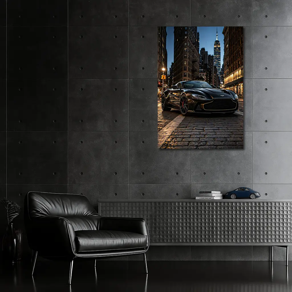 Aston Martin Vantage Black New York City Night – Wall Art