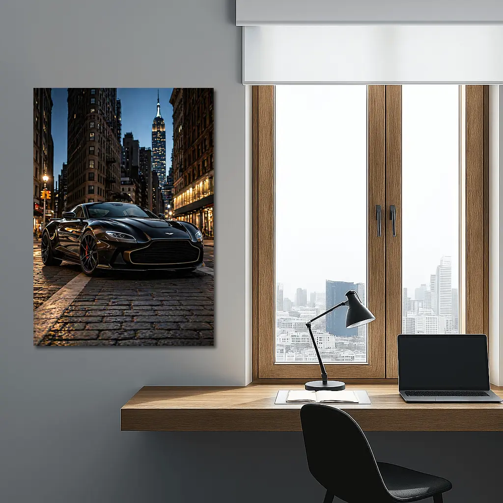 Aston Martin Vantage Black New York City Night – Wall Art
