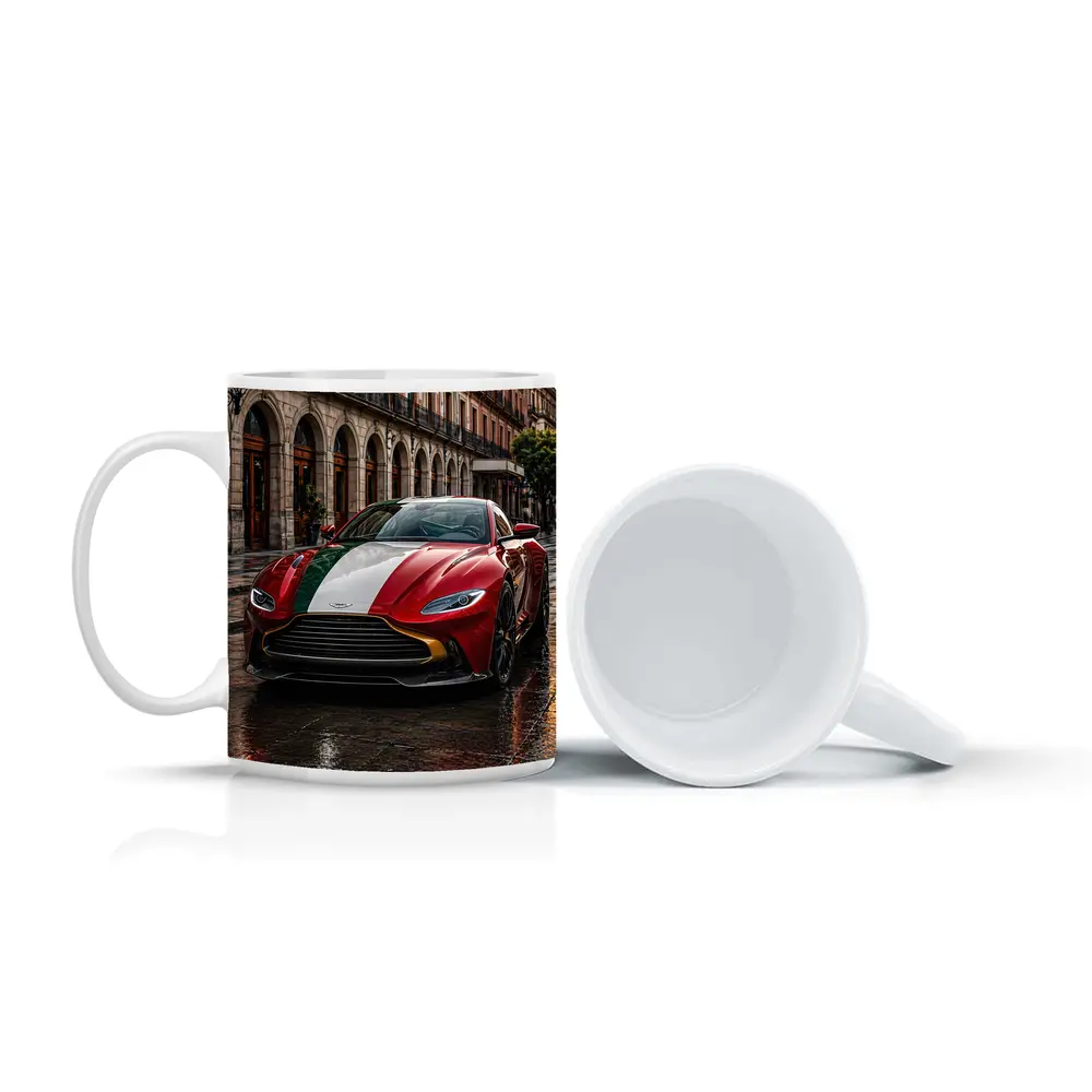 Aston Martin Vantage Red Italian Flag City Street – Mugs