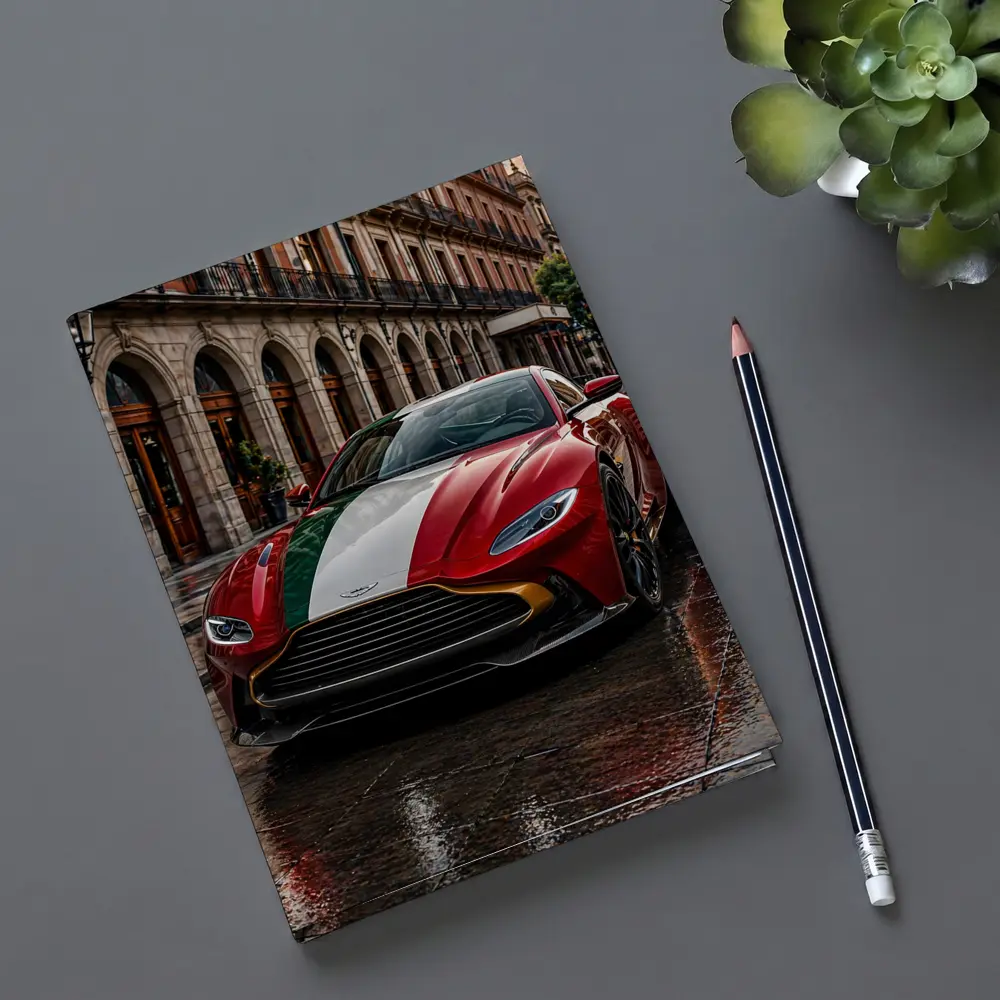 Aston Martin Vantage Red Italian Flag City Street – Notebooks