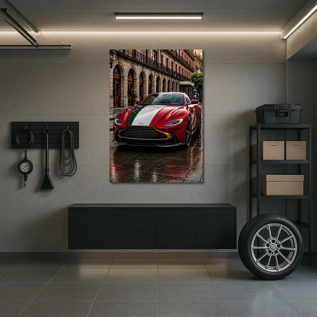 Aston Martin Vantage Red Italian Flag City Street – Wall Art