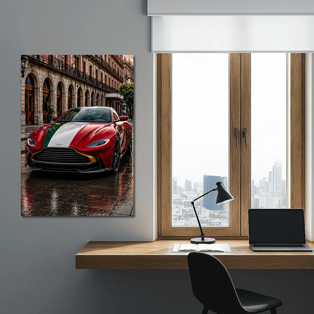 Aston Martin Vantage Red Italian Flag City Street – Wall Art