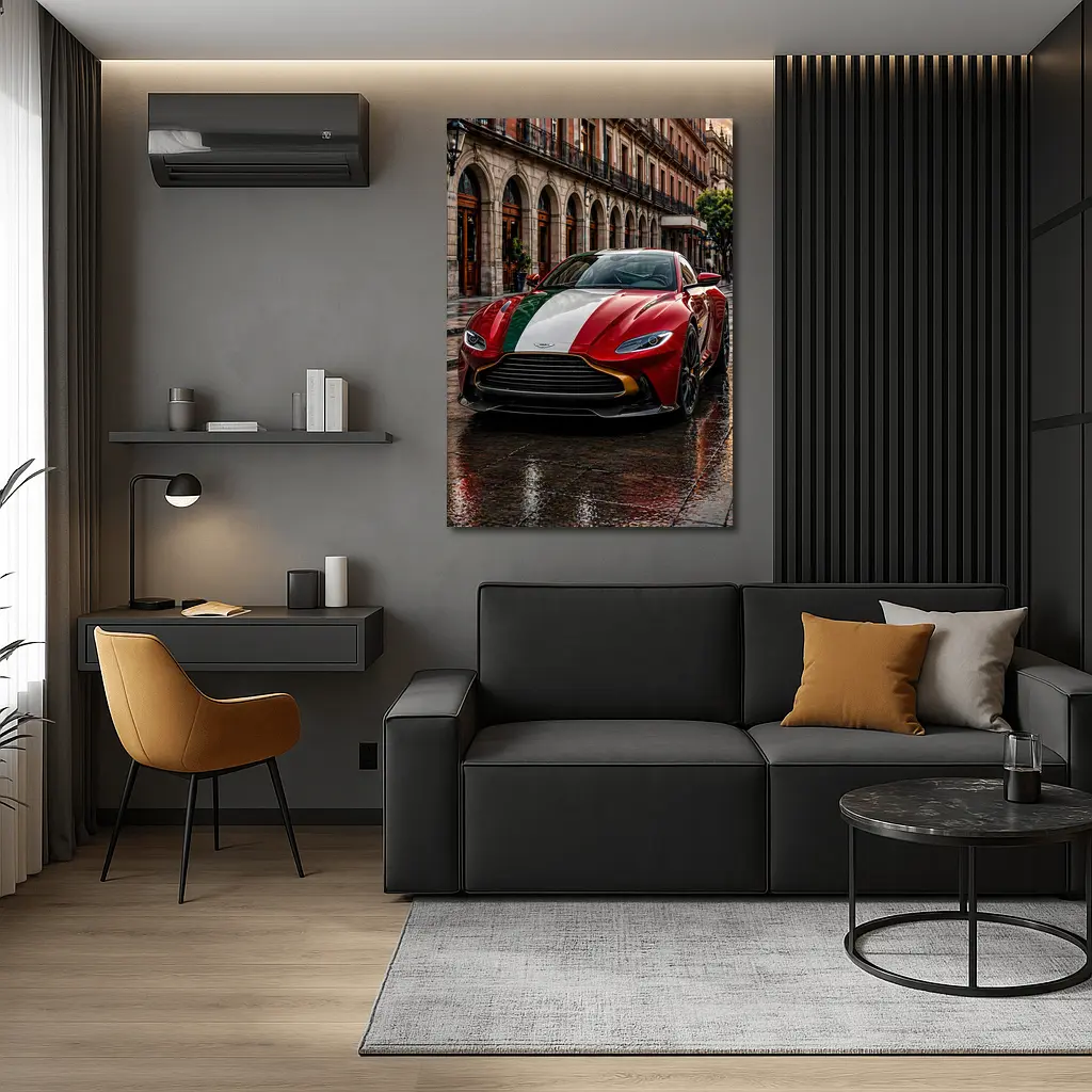 Aston Martin Vantage Red Italian Flag City Street – Wall Art